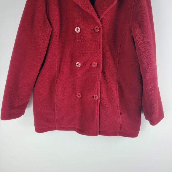 L. L. bean womens pea coat red anchor design buttons lined size M - Picture 4 of 6